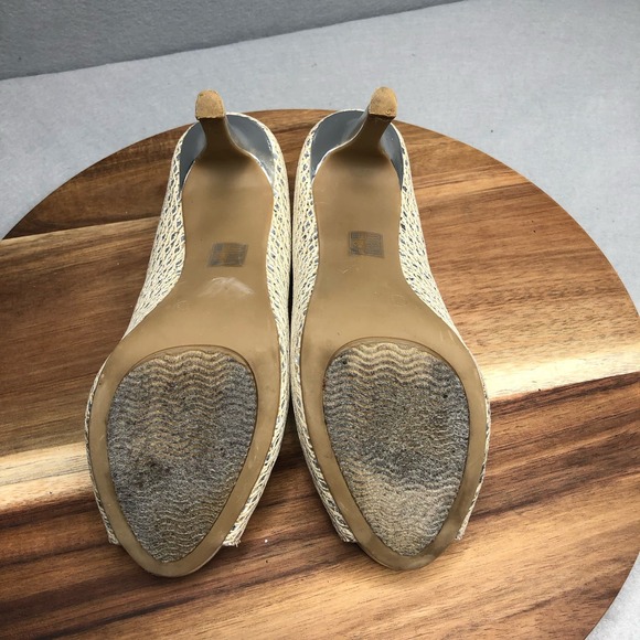 Coach and Four Quillan Open Peep Toe Heel Champagne/Silver Sparkle Size 8.5 - Picture 8 of 8